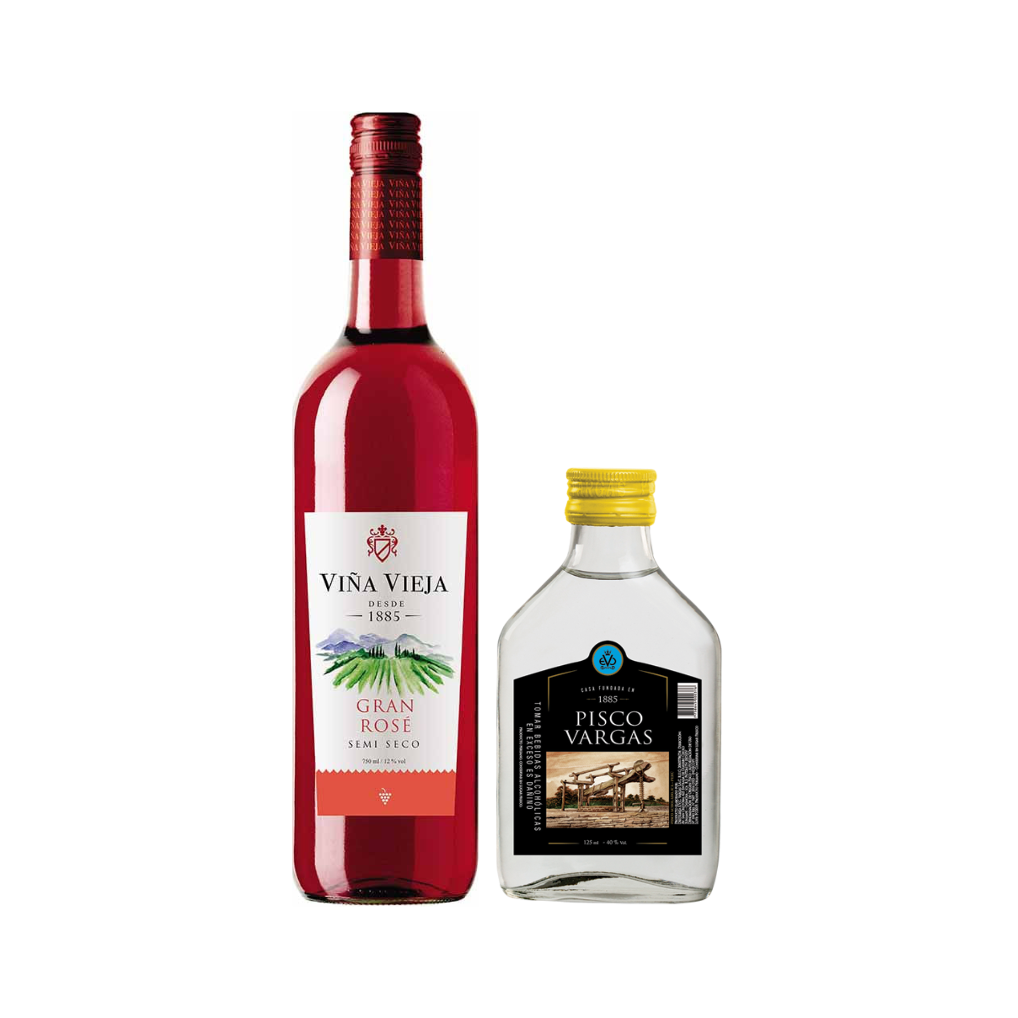 Pack Viña Vieja Gran Rosé 750 ml + Pisco Vargas 125 ml
